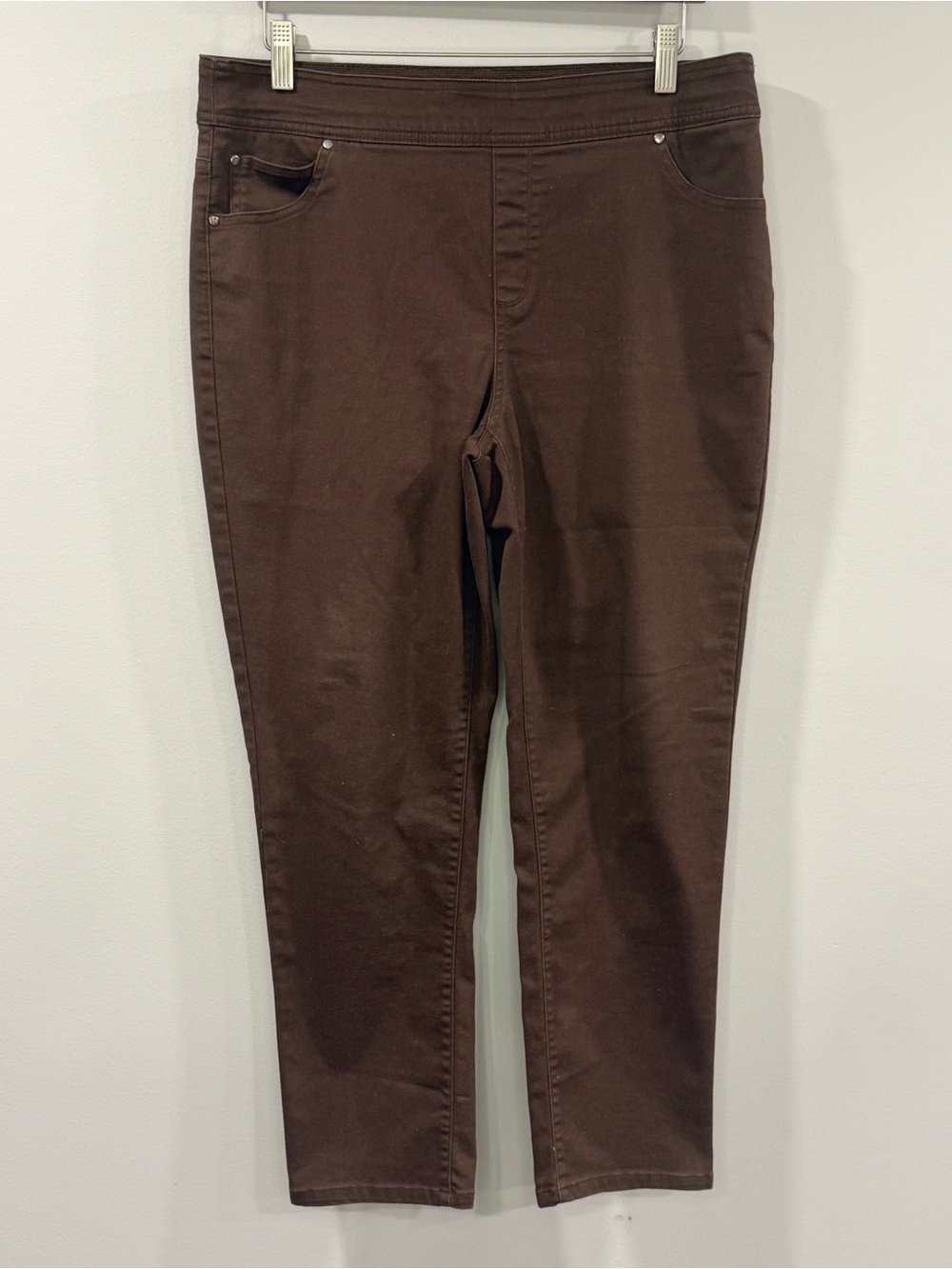 Kim Rogers Women’s Brown Slim Stretch Pull on Chinos Pants Size 12S